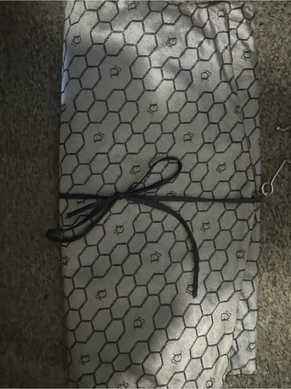 Dior Gray Hexagon Monogram Makeup/Jewelry organizer with Bow Tie Accent